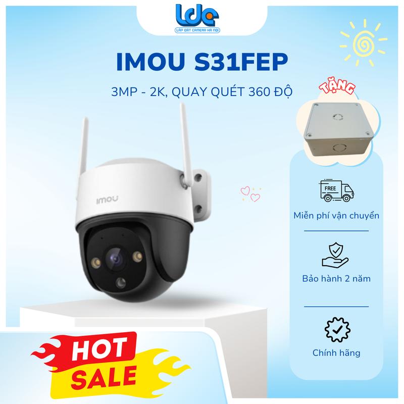 Camera Wifi Imou ngoài trời S31FEP 3MP 2K, quay quét 360 độ, có màu đêm, loa mic đàm thoại 2 chiều, quay quét theo chuyển động