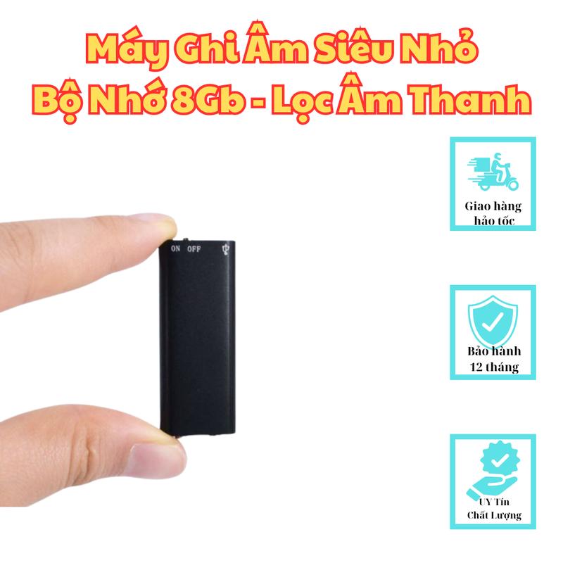 Máy Ghi Âm Mini Siêu Nhỏ DVR31 Bộ Nhớ 8G, Pin Ghi Âm 15 Tiếng, Lọc Âm Thanh, Chất Lượng Cao