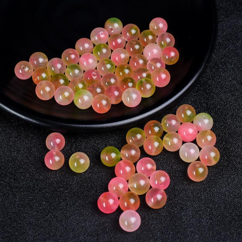 Product Introduction of Peach Tourmaline Jade Beads Agate Peach Blossom Jade Beads Round Beads DIY Handmade Bracelet Necklace Sweater Chain 6