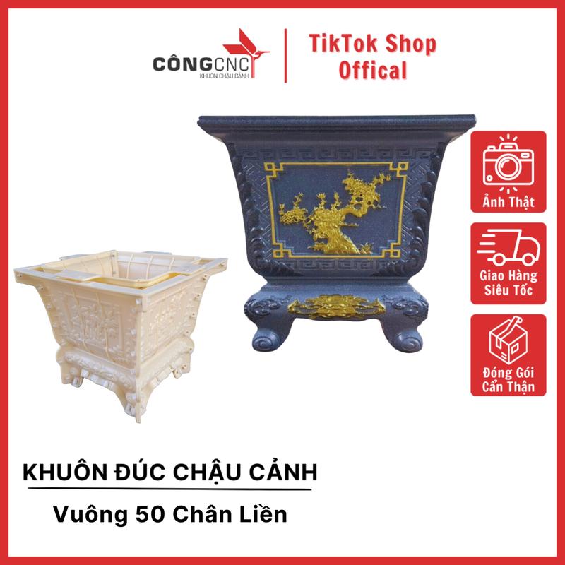  Khuôn Đúc Chậu Cảnh ABS Vuông 50 Chân Liền 