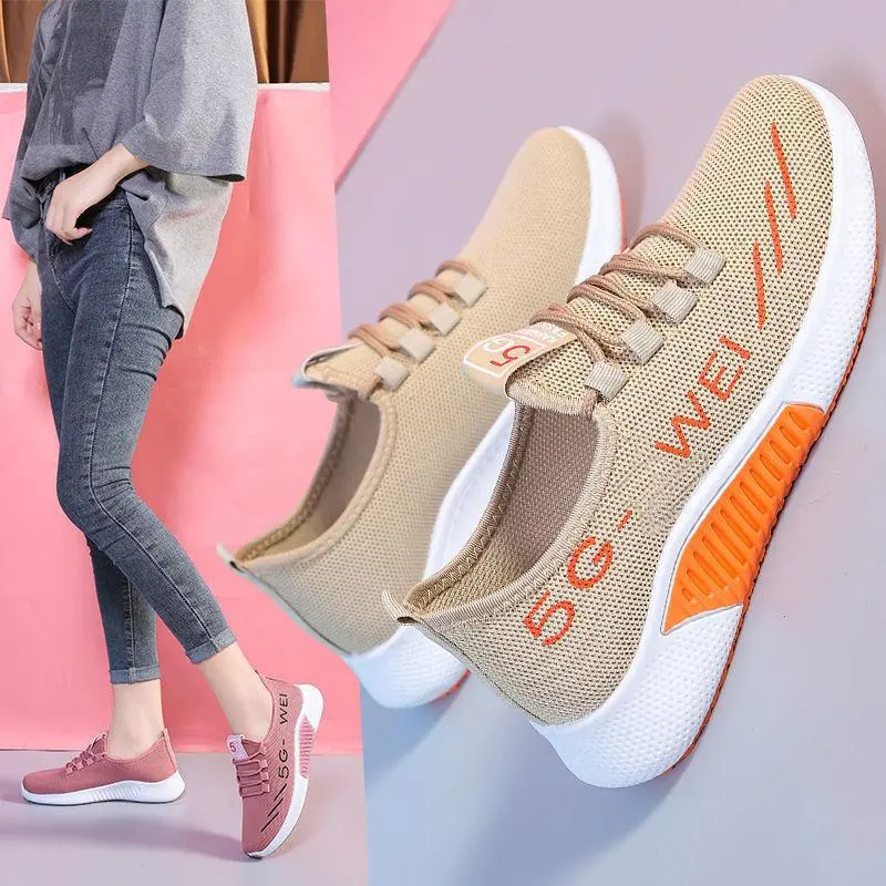 Giày Hợp Xu hướng Giày Vải Bắc Kinh Cũ, Giày Thường Ngày Hàn Quốc, Giày Chạy Bộ, Giày Thể Thao Dệt Fly Nữ, Phong Cách 1A, Hàng Mới Về Sneaker Shoes Nhung Đồng