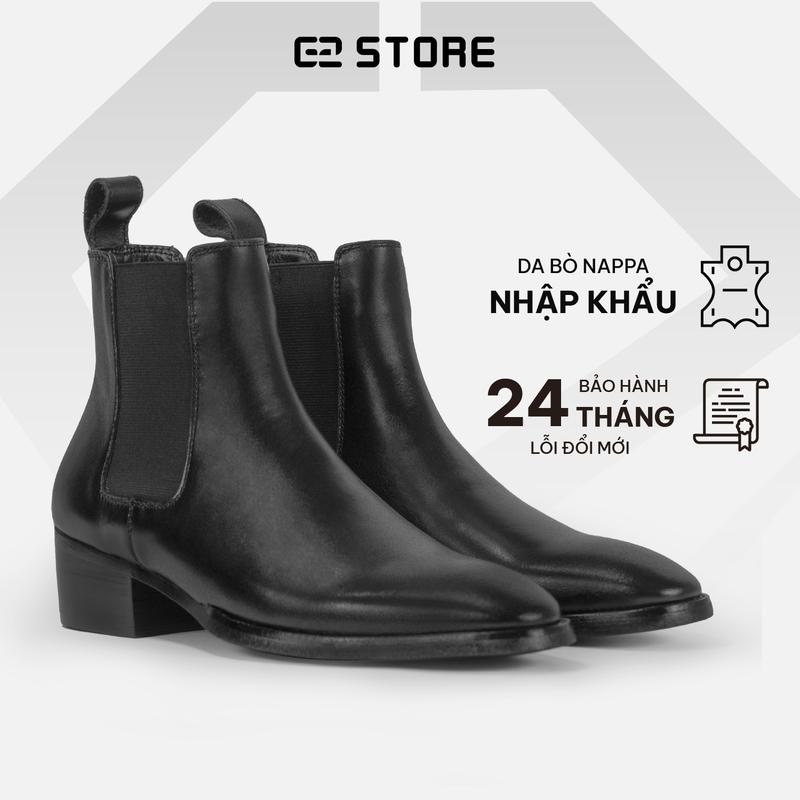 Giày da nam chelsea boot G2 đế gỗ cao 4,5cm bằng da bò nappa cao cấp kiểu giày tây công sở