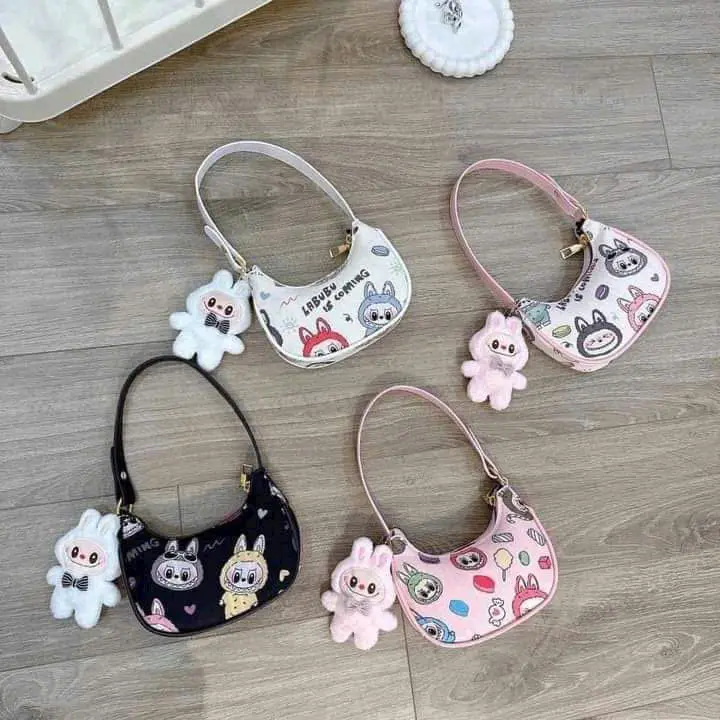Túi mini cho bé gái tặng kèm gấu labubu điệu đà, hottrend thời trang, phong cách bé yêu