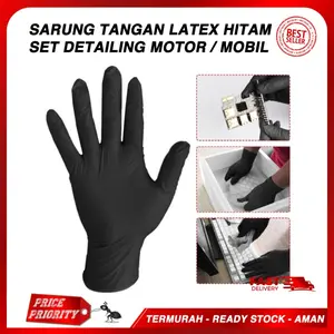 Sarung Tangan HITAM Detailing Mobil Motor, Tato, Bengkel LATEX GLOVES