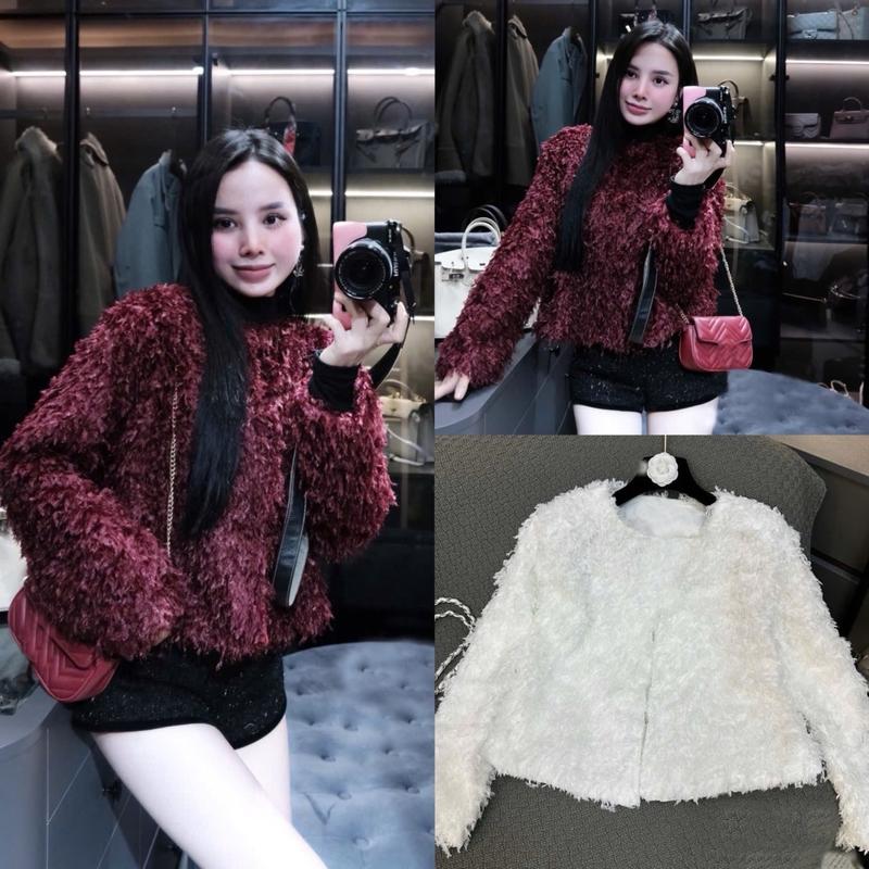 Áo Lông Xù Cổ Tròn Tay Dài Dáng Vừa Dành Cho Nữ By Trang Mun G38