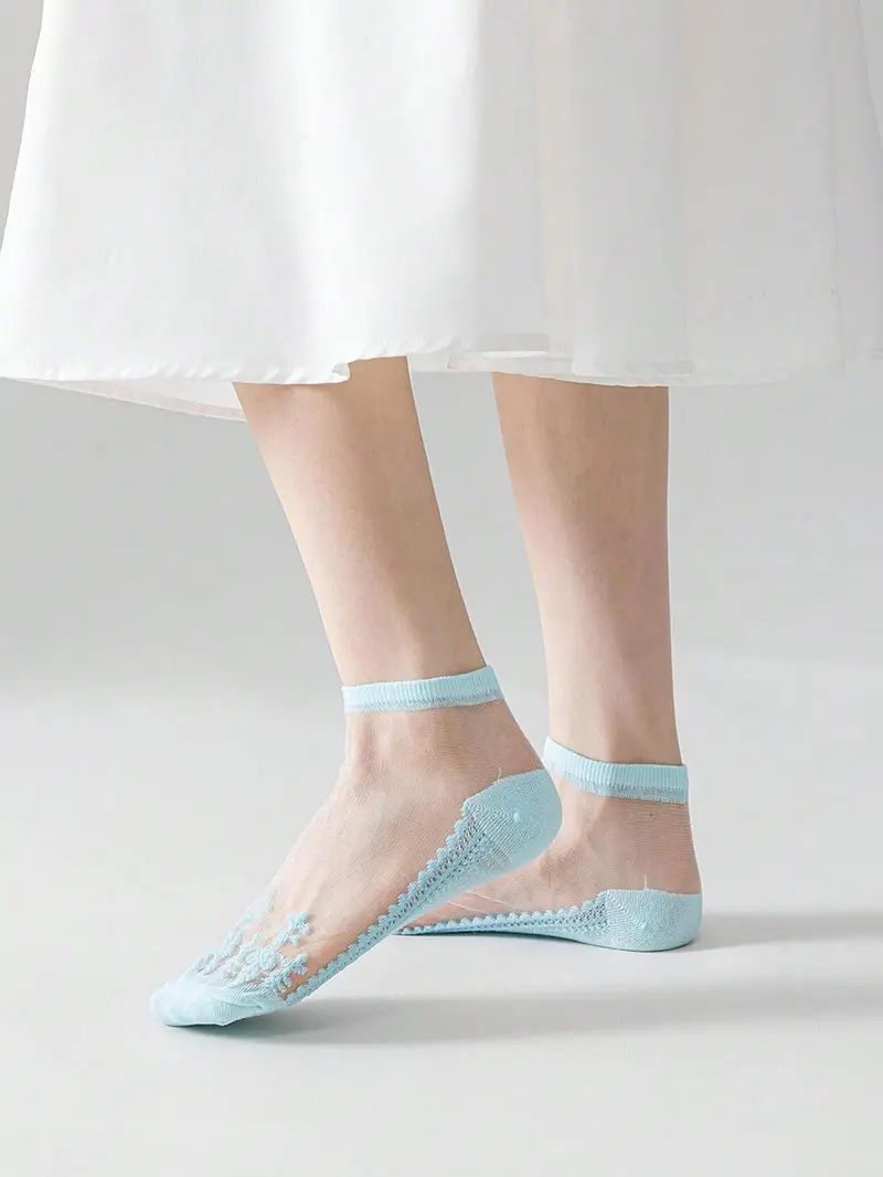 Product Introduction of Random Women's Contrast Mesh Low Cut Socks, Casual Comfortable Breathable Socks for Daily Wear, Women's Socks for All Seasons 1
