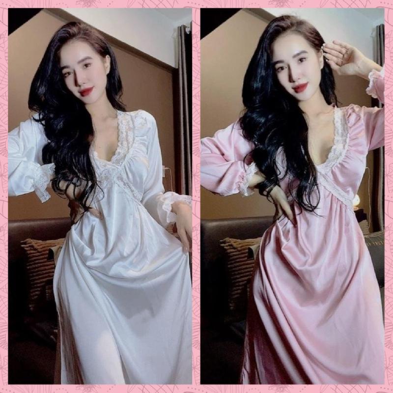 Đầm ngủ sexy tiểu thư tay dài hàng thiết kế Nữ Váy Ngủ Dress Women