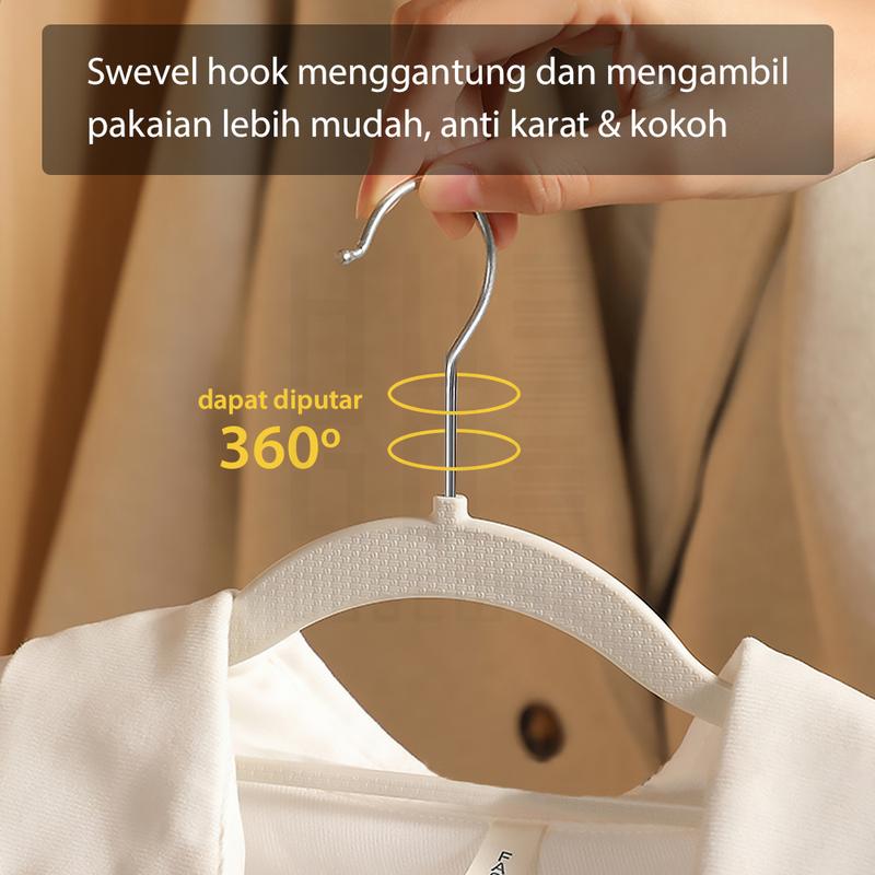 Gantungan Baju Anti Slip Isi 10 Pcs Hanger Gantungan Baju Dewasa Hanger dengan Karet Tebal 2