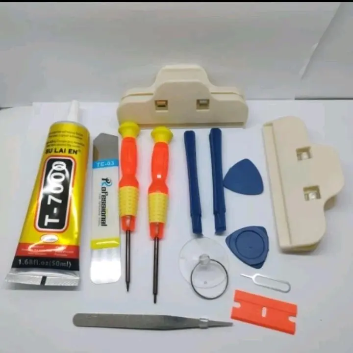 ALAT SERVIS HANDPHONE TOOLS PAKET LENGKAP OBENG 10 IN 1 PENJEPIT LCD CONGKELAN LEM B7000 T7000  OBENG 8 IN 1 PAKET SERVIS HP ALL TYPE 1
