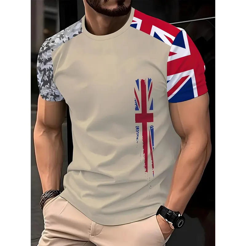 [Graphic Printed Fashion Tshirt] Men's Fashion Casual Round Neck 3D Graphic Printed T-shirt 0