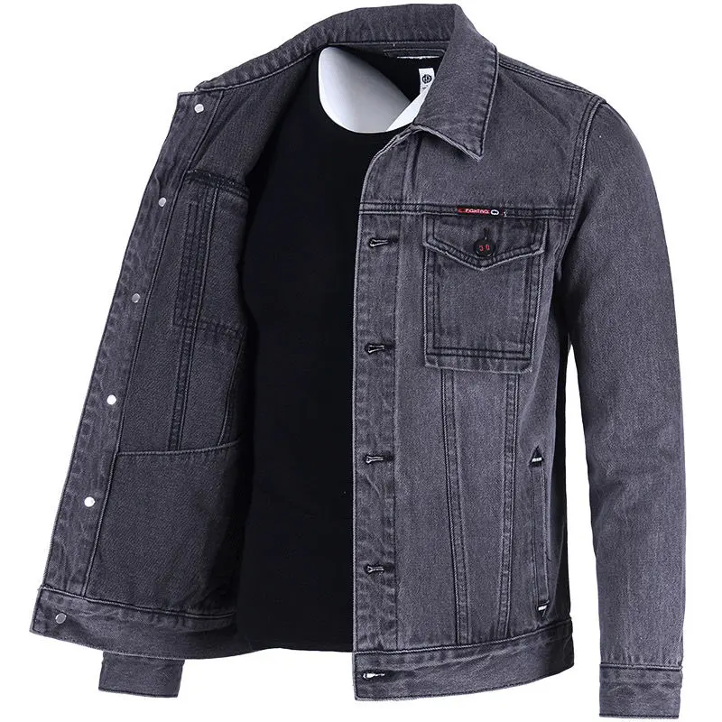 Áo Khoác Denim Mùa Xuân Và Mùa Thu Mới Áo Khoác Nam Mỏng Màu Đen Và Xám Dễ Phối Đồ Phong Cách Instagram Trẻ Trung Thời Trang Hàng Đầu Thường Ngày Menswear Jacket Cotton
