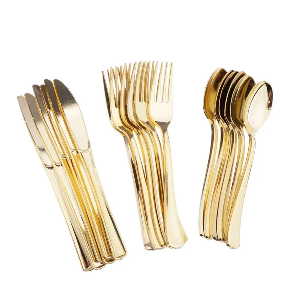 18 pack and Gold Cutlery Finish Silverware includes 8 Forks