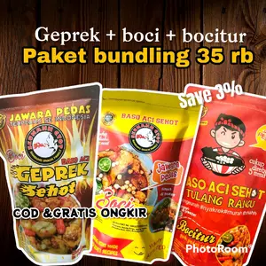 paket bundling boci, boci geprek, bocitur 3 pcs makanan instan Food Pedas