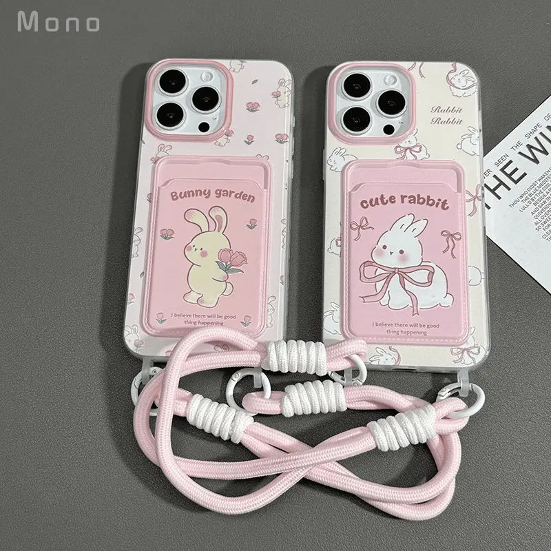 Applicable to Iph15promax Phone Case Card Holder Iphone13/14/11 Lanyard 12/7/8P Cute XR/Xs Card Holder Wallet Coin Purse Phone Case Wallet Phone Case Card Holder Phone Case
