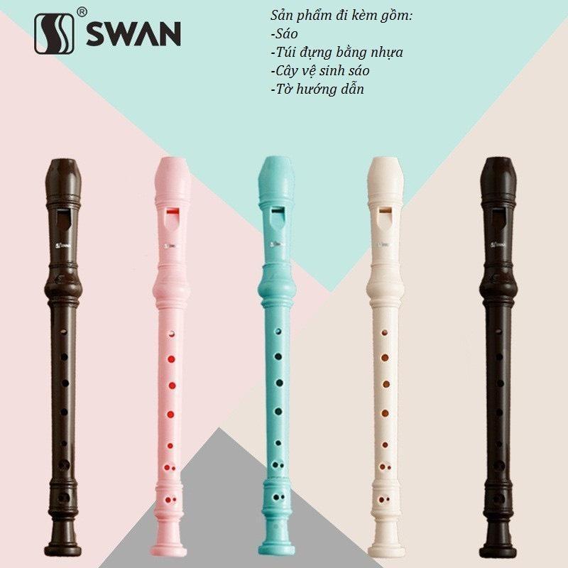 Sáo nhựa Recorder Swan 8 lỗ cho học sinh tăng kèm túi đựng (Kiểu G)