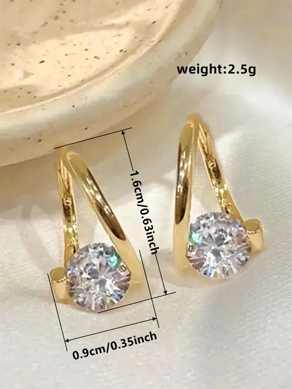 Elegant Artificial Zircon Decor Hoop Earrings, Fashionable Minimalist Hoop Earrings for Women & Girls, Trendy All-match & Exquisite Jewelry for Birthday Gift 1