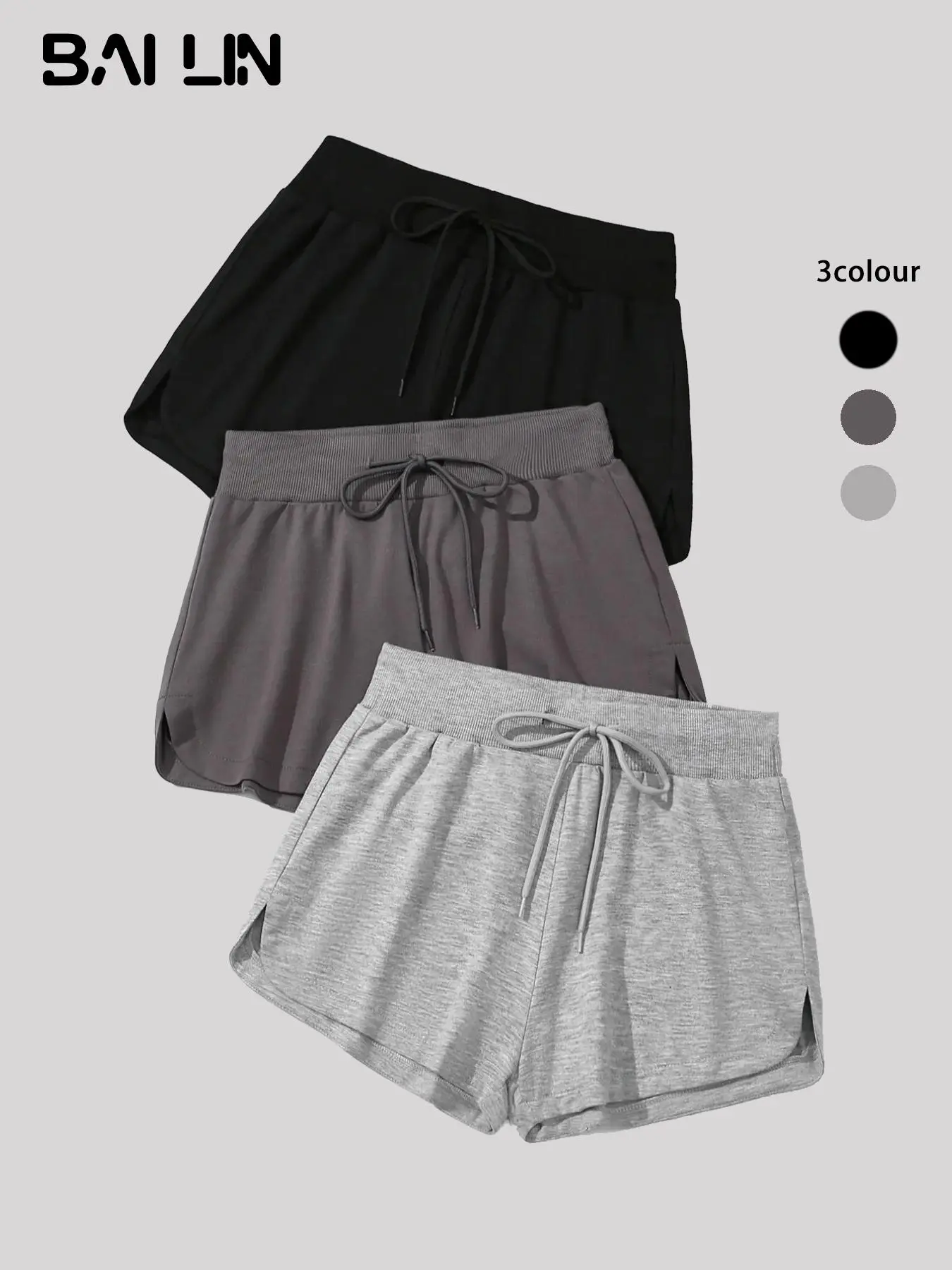Women's Solid Drawstring Waist Shorts Set, Casual Elastic Waist Shorts for Summer, Fashion Women's Bottoms for Daily Wear