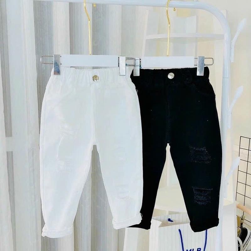 Quần kaki rách sành điệu cho bé trai, bé gái (8-35kg) - Chất liệu kaki mềm, co giãn tốt - Len