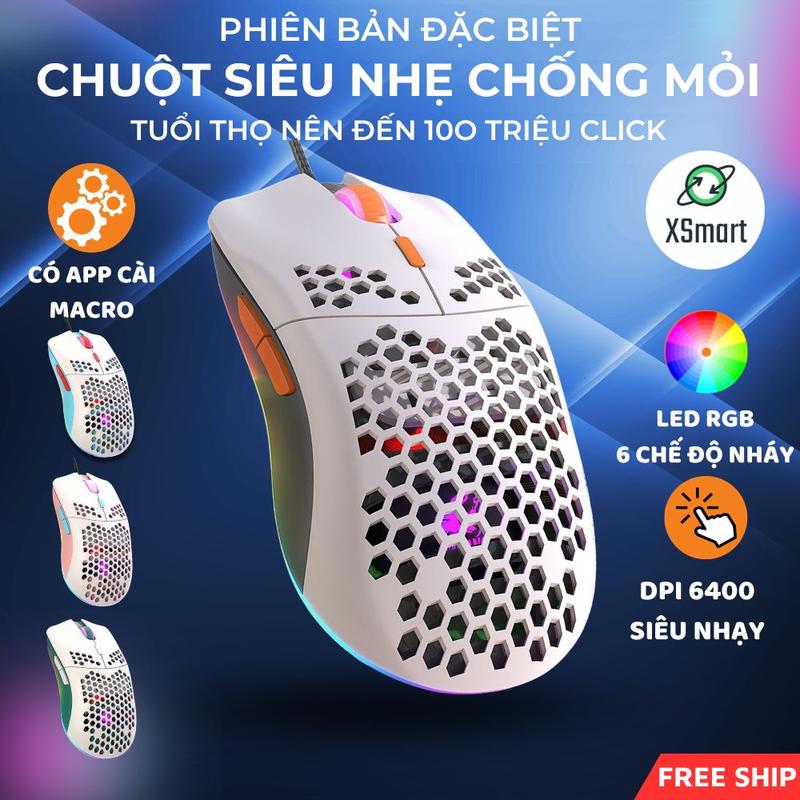 Chuột Máy Tính, Chuột Vi Tính LED RGB M1 PRO Cực Đẹp, Thiết Kế Chuột Gaming Độc Lạ, Siêu Nhẹ, APP Macro Tùy Chỉnh