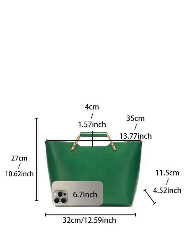 Women's Solid Cowhide Bag, Leather Satchel,  Ladies Purse, Fashionable Purse, Magnetic Closure Handbag for Daily Used, Casual Trendy Versatile High-quality Daily Commuting Bag 1