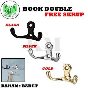 Cantolan hook gantungan baju kapstok double hook cantolan dinding