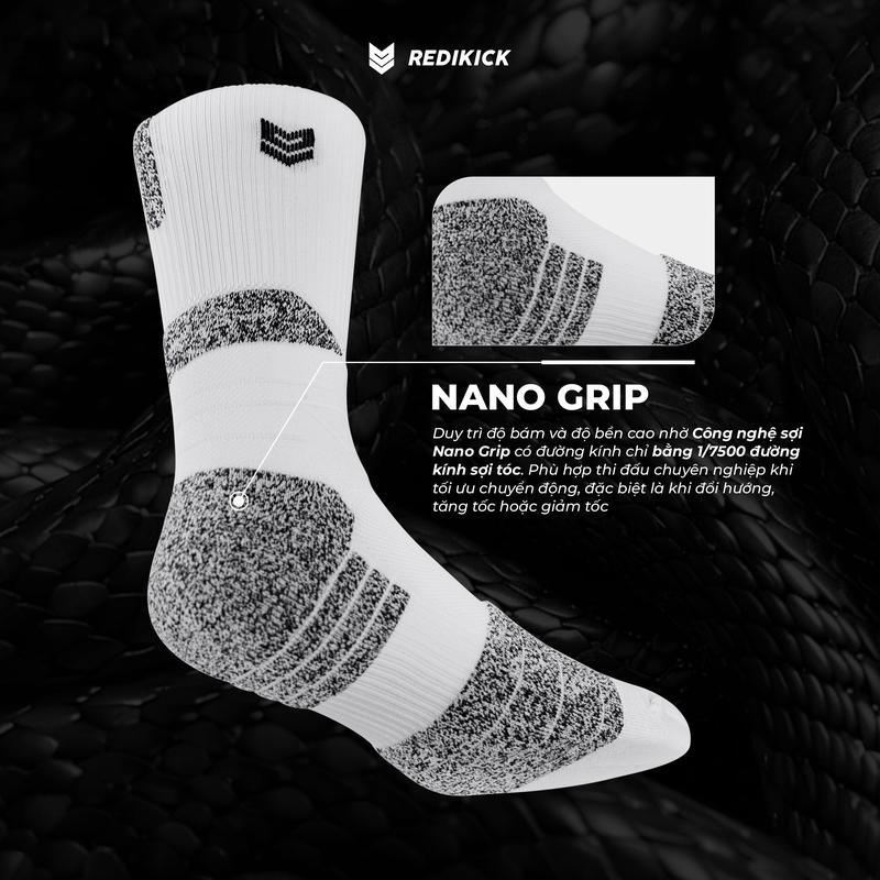 Tất thể thao Redikick Power Grip chống trượt thoáng khí có đệm chuyên dụng Chơi Bóng Rổ, Pickle ball, Tennis, Bóng Đá, Chạy Bộ, Tập Gym, Sport Nam chuyên nghiệp