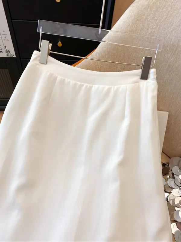 Women's Solid Color Skirt, Elegant Fashion Casual Skirt for Daily Outdoor Wear, Ladies Bottoms for Summer 4