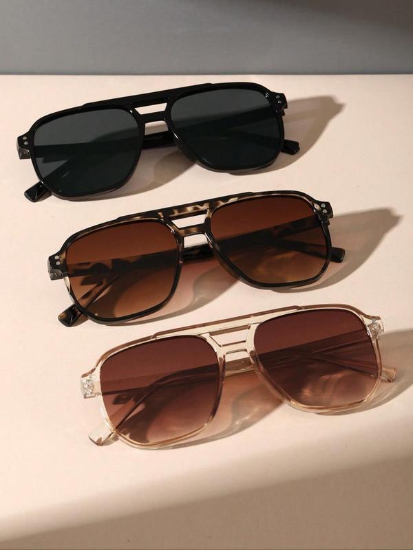 Vintage Ombre Tinted Lens Sunglasses, Aviator Sunglasses for Everyday Use, Versatile Modern Brown Sunglasses for Men and Women, Travel Accessories, Couples Gifts 1