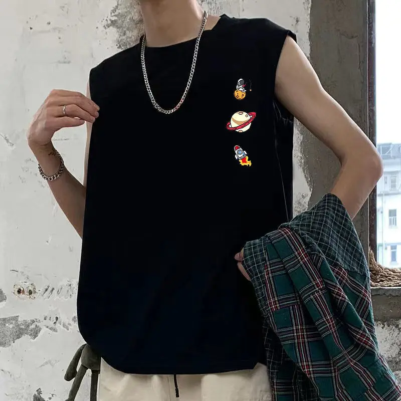 Áo Vest Không Tay Cho Nam, Bereit, Hợp Xu hướng Mùa Hè, Dáng Rộng Vừa Vặn, Áo Crop Top Thể Thao Thường Ngày Thích Hợp Cho Thanh Niên Và Học Sinh, Áo Thun Không Tay Phong Cách Hồng Kông, 1 / 2 Mảnh, Bán Chạy