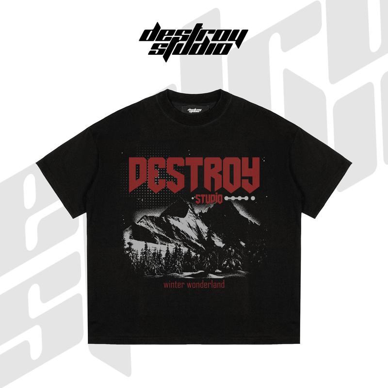 Áo thun Destroy Studio Winter Wonderland - Cotton - Brand Destroy Studio Menswear Nam Cổ Tròn Kem Unisex áo  phông áo phông