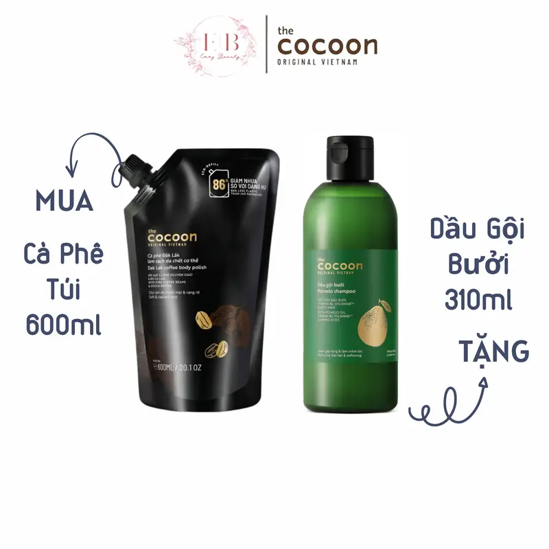 Cà phê Đắk Lắk tẩy da chết cơ thể Cocoon cho làn da mềm mại & rạng rỡ 600ml Túi Refill 1