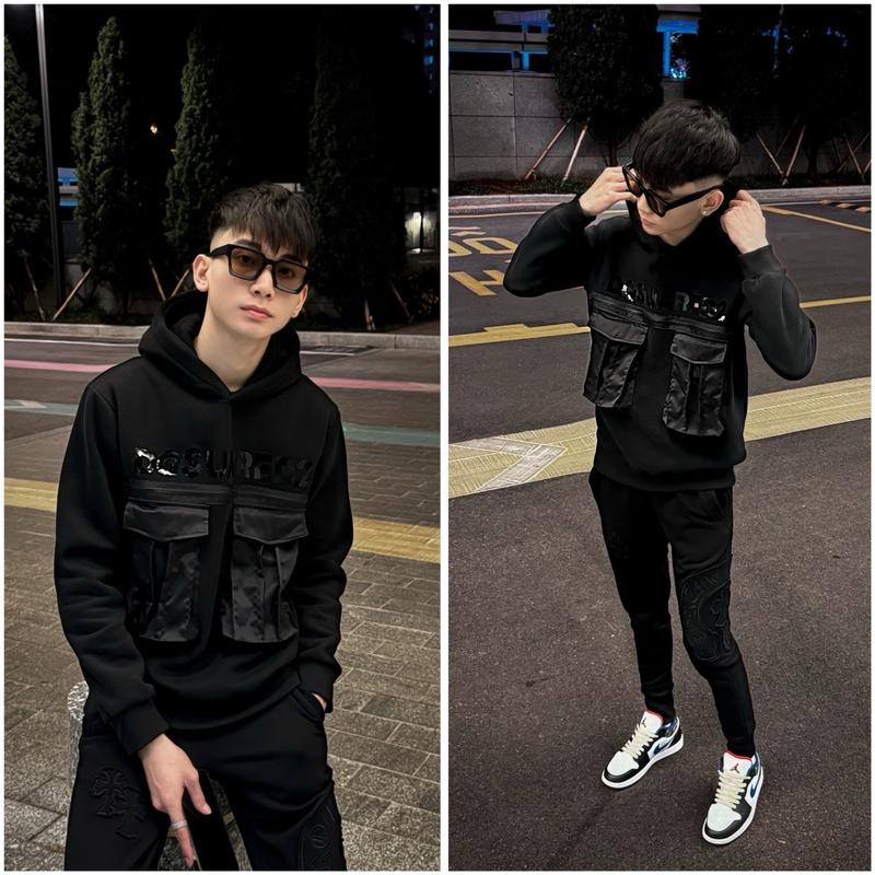 Áo Hoodie Chữ Cao Su Nổi Phối Túi Hộp Mix Khoá Cao Cấp,Chất Liệu Nỉ Bông Tàu Mũ 2 Lớp Dày Dặn  Menswear