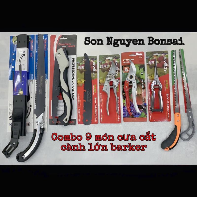 Combo 9 Món Dụng Cụ Cao Cấp Làm Vườn Tặng Kèm Lò Xo Thay Thế Kéo ( kéo , cưa barker , cưa cắt cành , kéo sk5 , kéo tỉa dăm , cưa lách) lam