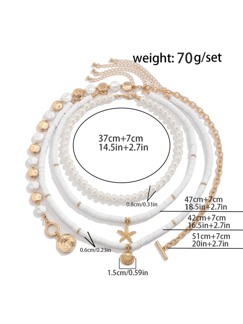 Product Introduction of Shell & Starfish Design Necklace, Boho Style Necklace for Women for Party, Daily Decor, Trendy All-match & Exquisite Jewelry for Birthday Gift 1