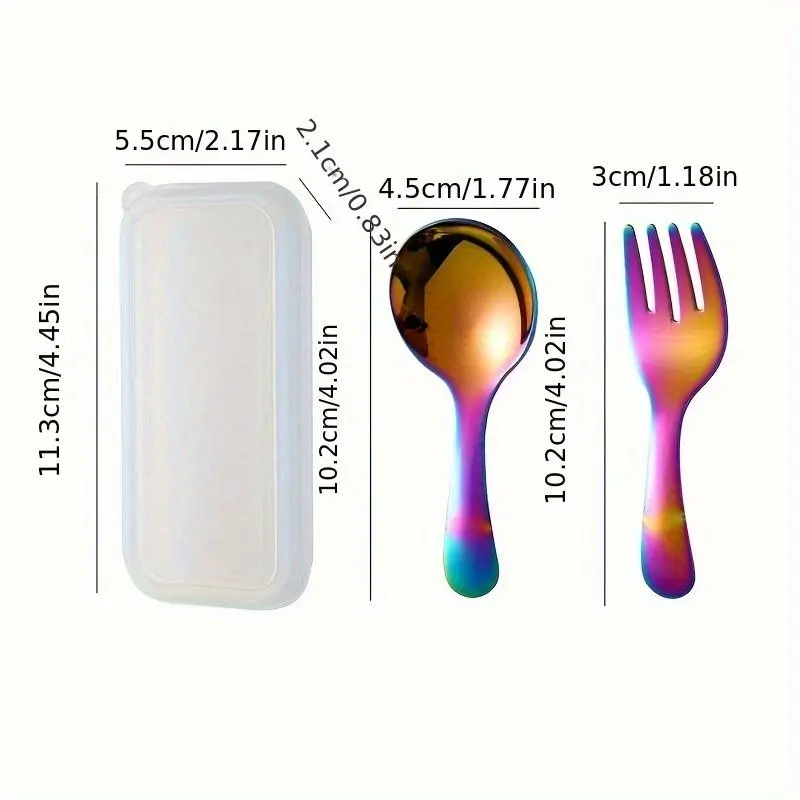 Stainless Steel Cutlery Set, 1 Set Including Fork & Spoon & Storage Box, Portable Tableware Set for Outdoor Camping Travel, Picnic Set, Camping Gear, Picnicware, Outdoor Camping Supplies, Camping Accessory, Camping Kitchenware 1