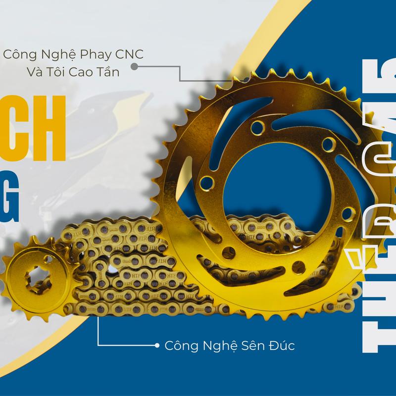 Nhông sên dĩa HTF Exiter 5 gear (Exiter 4 gear) 14T/38T-114L Phụ Tùng 3
