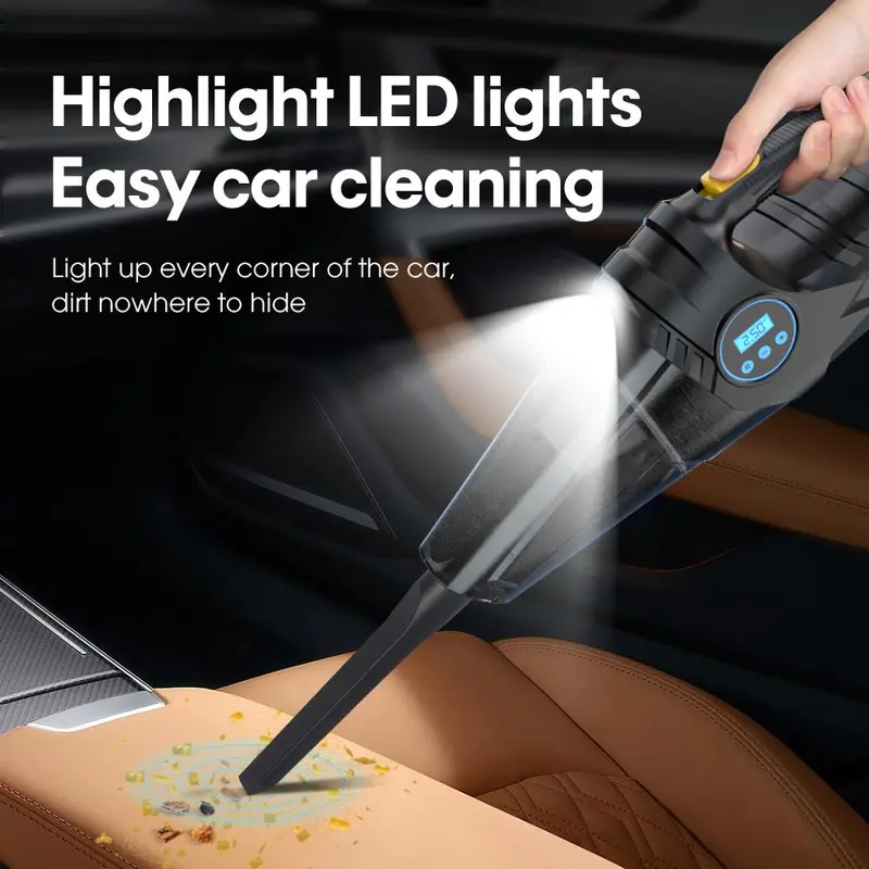 4 in 1 Car Vacuum Cleaner, Car Digital Display Cleaning Blower, Car Air Pump, Car Tire Inflator, Multifunctional Car Cleaning Tool 4