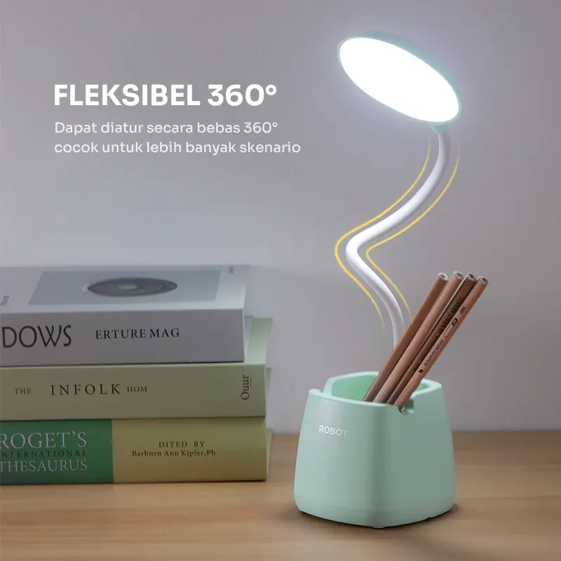 ROBOT Lampu Meja Belajar RT-DL02 Fleksibel Rechargeable Multifungsi - Garansi 1 Tahun 4