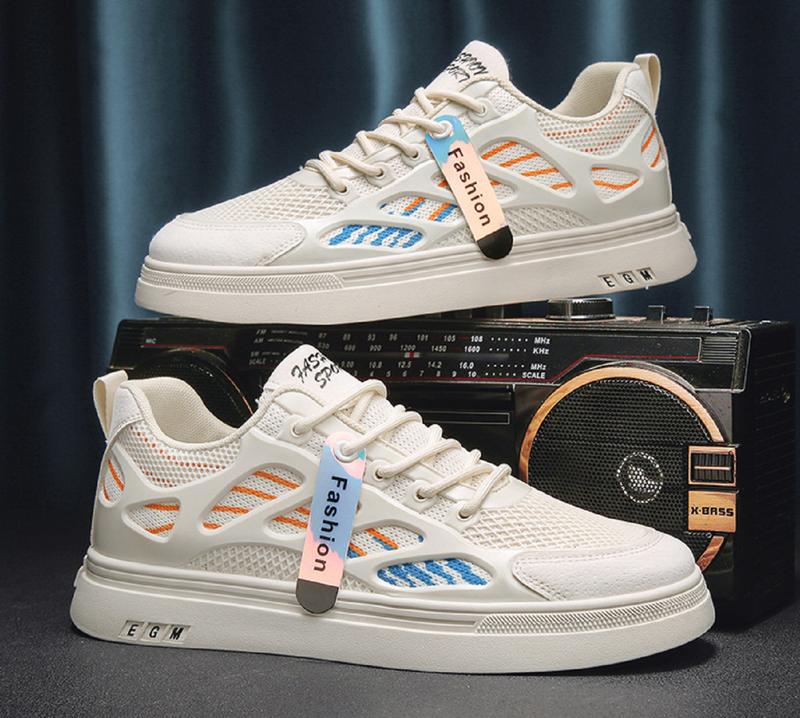 Giày nam - Giày sneaker nam silicon phối da màu kem trẻ trung A38 Shoes  Đế Bằng