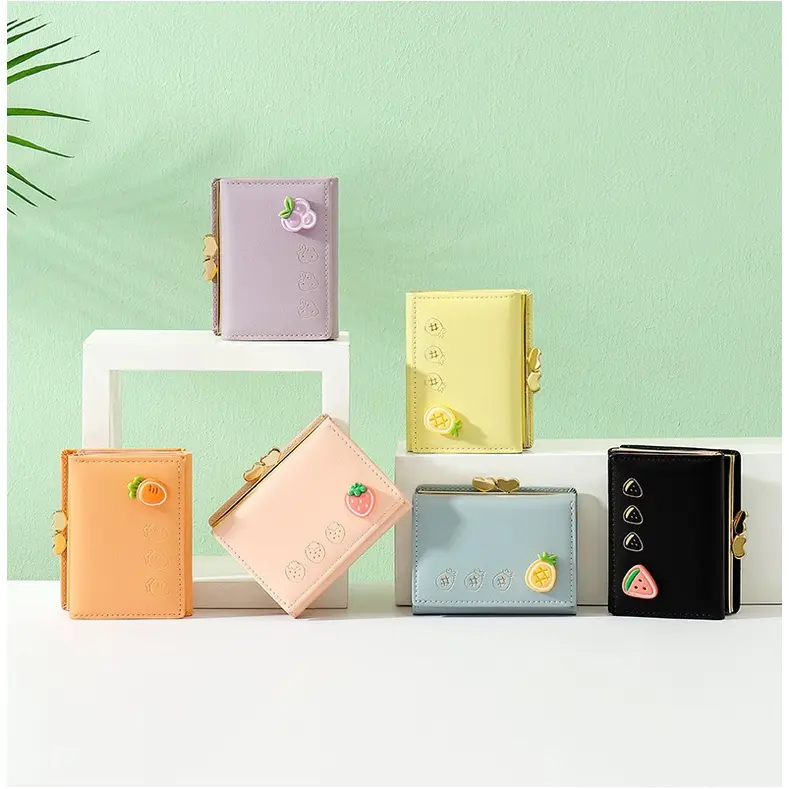 JIUFENG Dompet Lipat Bifold & Trifold Lucu Wanita Versi Korea Kartun PU Kreatif Dompet Koin Mini 2