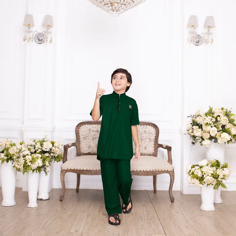 Setelan Baju  Koko Anak Tangan Pendek Polet 9 - 16 Tahun Zahran Series Original An-Nurzam 5