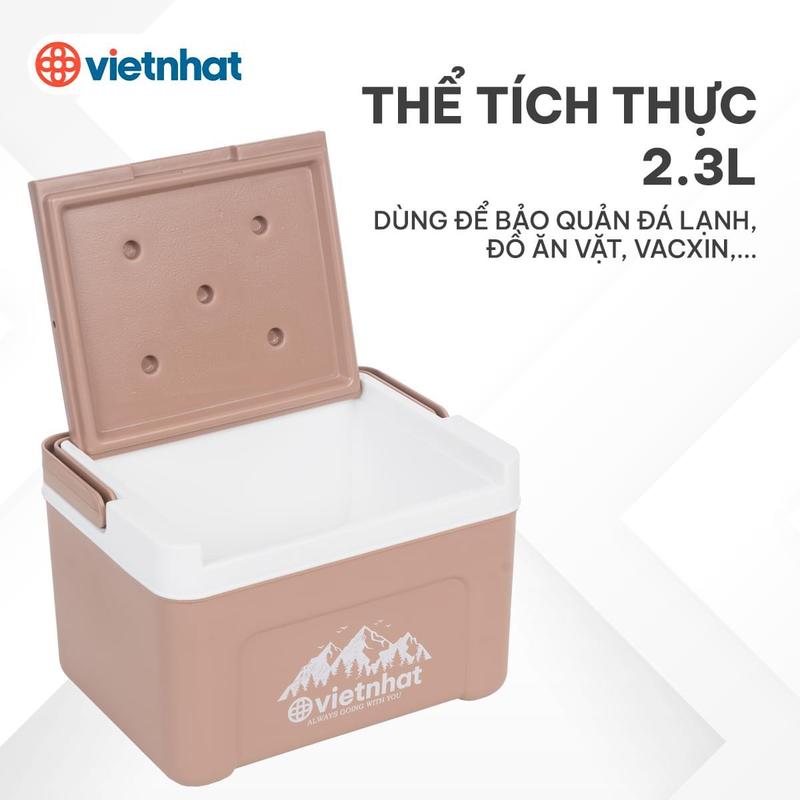  Phích đá mini giữ nhiệt 8 giờ dung tích 2,3 lít nhựa Việt Nhật phích đá chữ nhật giữ nhiệt chính hãng bình đá cá nhân 
