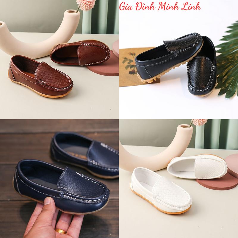 M18 - Trung Giày Lười Giày Mọi Bé Trai Bé Gái Không Quai Mềm Êm Chân Da PU Mềm Nhẹ