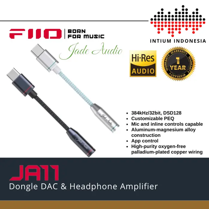 FiiO Jade Audio JA11 / JA-11 / JA 11 USB Type C to 3.5mm Earphone/Headphone DAC and Amplifier For IOS Android