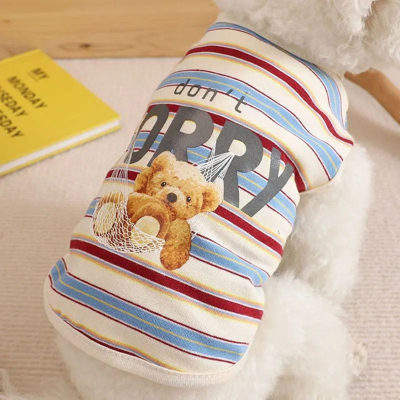 Product Introduction of Quần áo mùa hè cho chó và mèo, áo vest mỏng cho thú cưng, thoáng khí, sọc, thích hợp cho Bichon Teddy, mùa xuân và mùa hè, khách hàng lặp lại [1610] 7