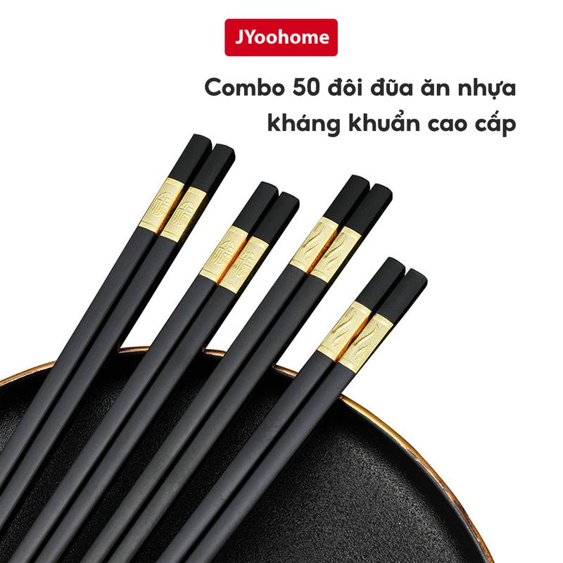 COMBO 50 Đôi đũa ăn kháng khuẩn chống ẩm mốc JYoohome Vỉ đũa ăn nhựa đầu chống trượt chịu nhiệt cao cấp