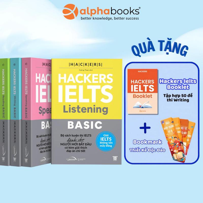 Sách - Hacker Ielts Basic: Reading + Listening + Writing + Speaking (Combo 4 cuốn) - Alpha Books