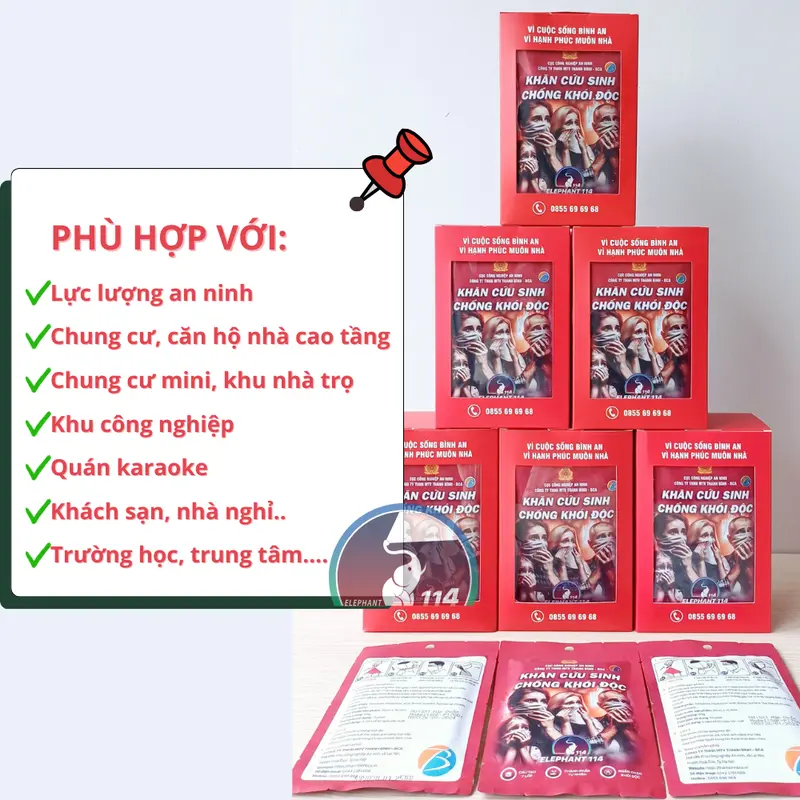 Mặt nạ phòng độc, chống khói dạng khăn cứu sinh, chặn khói và khí độc phòng khi chạy nhà, hỏa hoạn - 5 gói 2