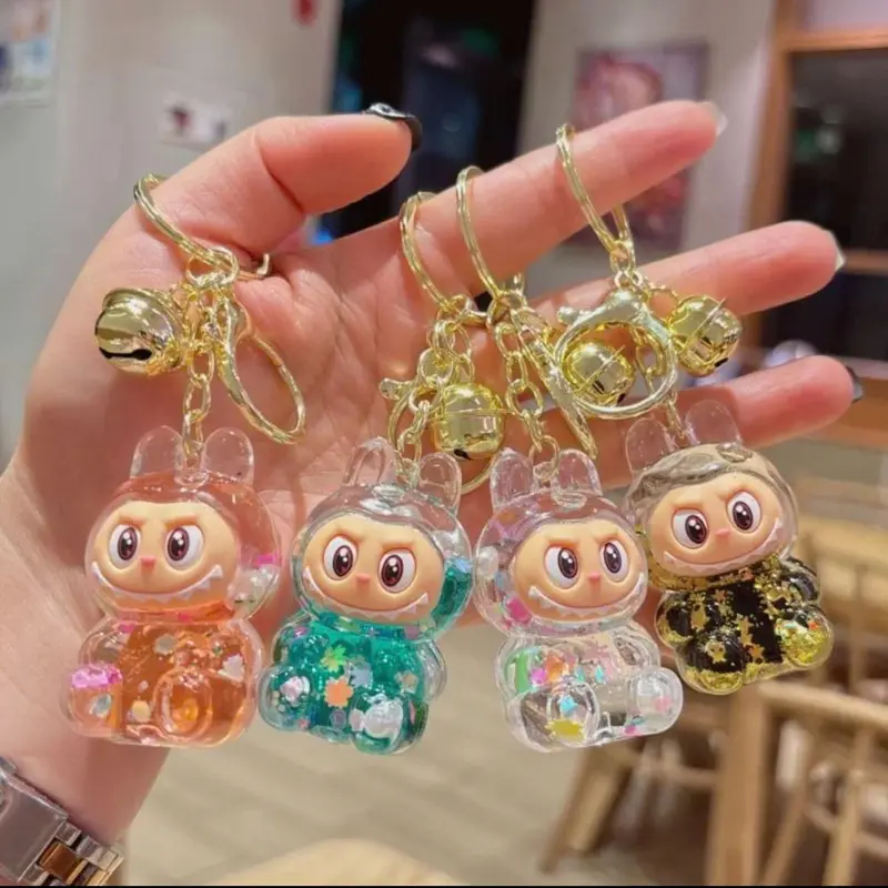[SIZE TO] Móc Khóa Mô Hình Charm Nước Kim Tuyến Labubu Thỏ Rùa Decor Trang Trí 2