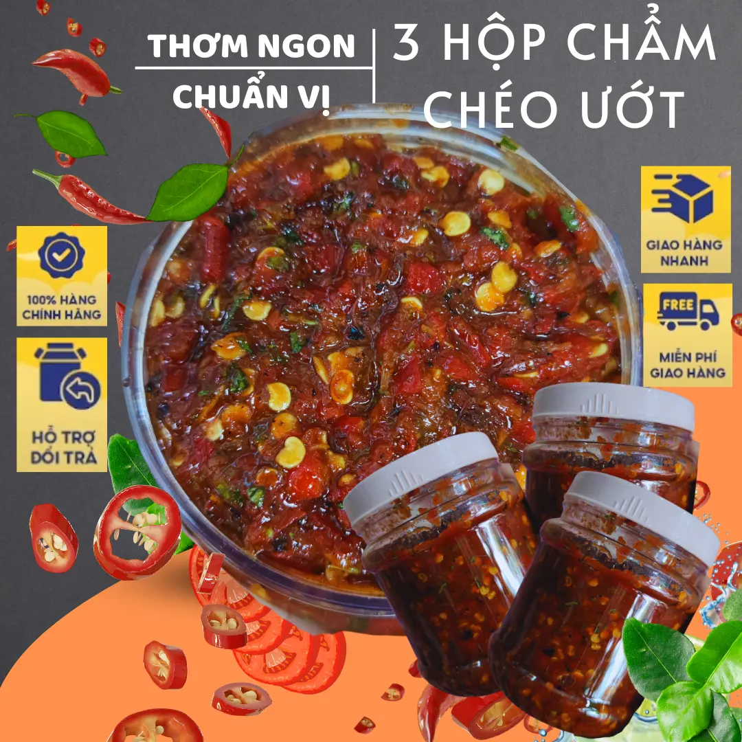 3 hộp ƯỚT 250g,TẶNG 15 HẠT DỔI, Chẩm Chéo 12 vị loại 1- gia vị vùng cao cham cheo